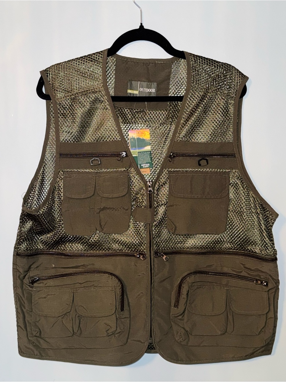 NWT OUTDOOR Fishing Utility Vest olive green multi pocket Mesh sizeXXXL fit L/XL
